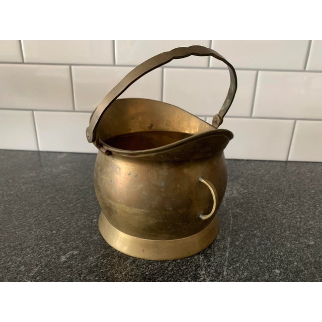 19th Century Vintage Brass Cauldron With Handle For Sale - Image 4 of 7