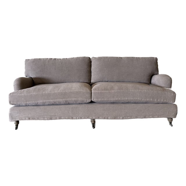 Marion Linen Slipcovered Sofa – Fawn Belgian Linen For Sale