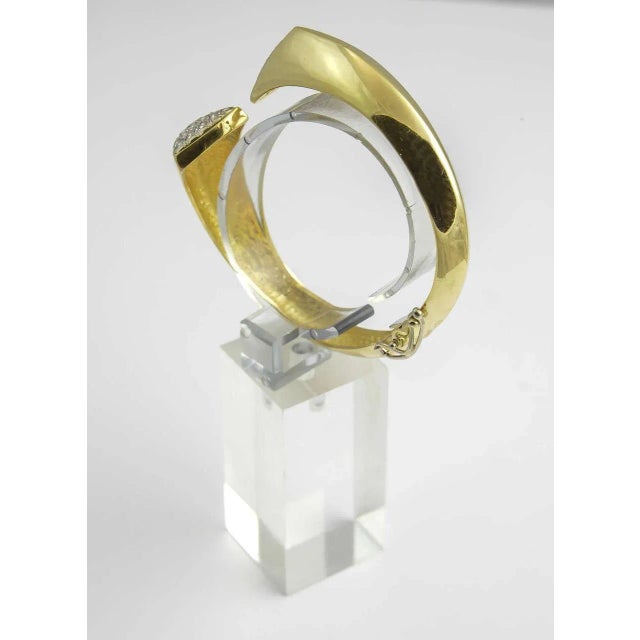 Modern 1970s Diamond Gold Bangle Bracelet For Sale - Image 3 of 9