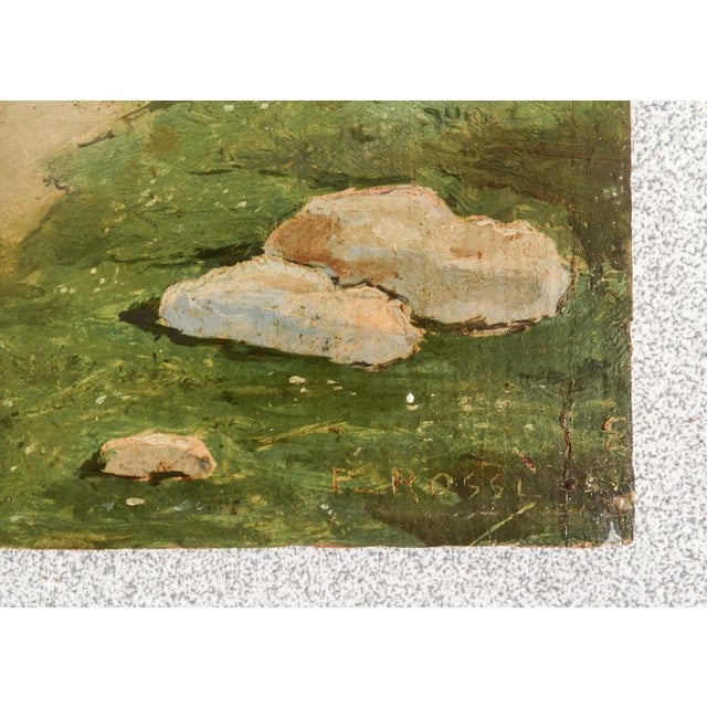 P. Rossi, Landscape with the Figure of a Woman, 1800s-1900s, Oil on Panel For Sale - Image 6 of 8