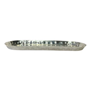 Artistic Hand Punch Marks Stainless Steel Display Oval Rectangular Plate For Sale