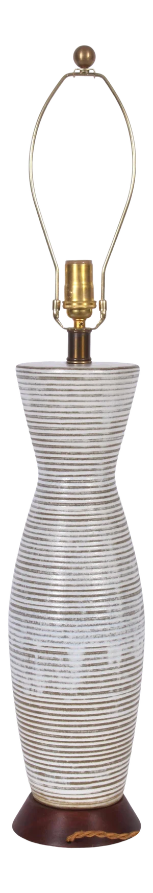 1950s Tall Lee Rosen for Design Technics Banded Drip Glaze Ceramic Lamp