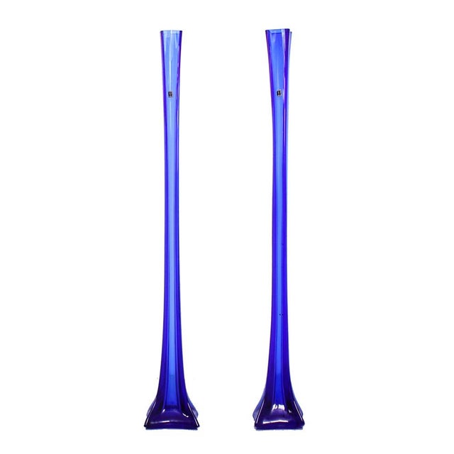 Large 124 Blue Glass Vases by Euroglass, 1970s, Set of 2 For Sale - Image 16 of 16