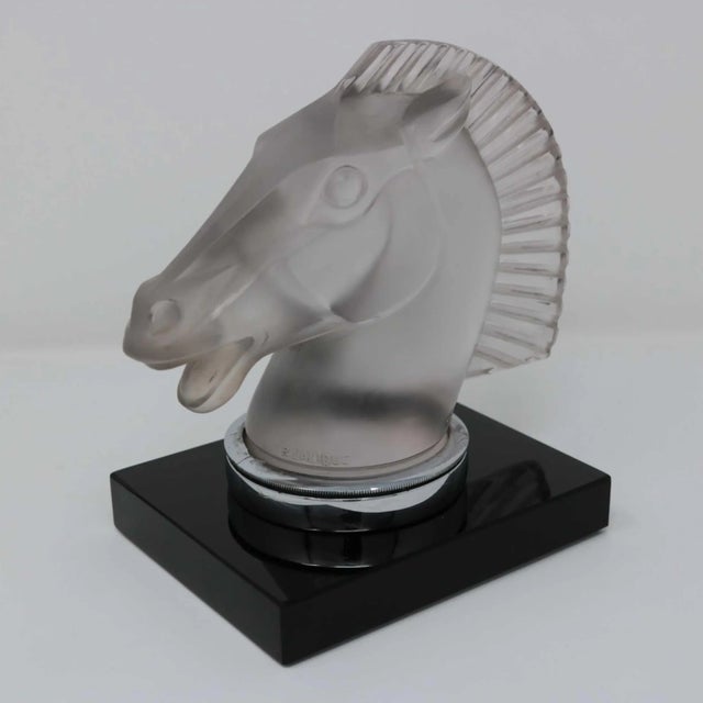 Art Deco Rene Lalique Glass 'Longchamp B' Horse Head Mascot For Sale - Image 3 of 13