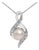 Sterling Silver 7mm Cultured Pearl and Diamond Accent Swirl Pendant Necklace For Sale