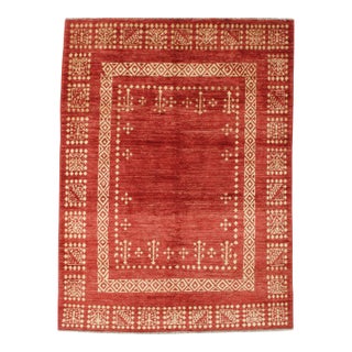 Vintage Hand-Knotted Persian Gabbeh Rug 4'11" X 6'10" For Sale