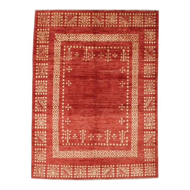 Vintage Hand-Knotted Persian Gabbeh Rug 4'11" X 6'10" For Sale