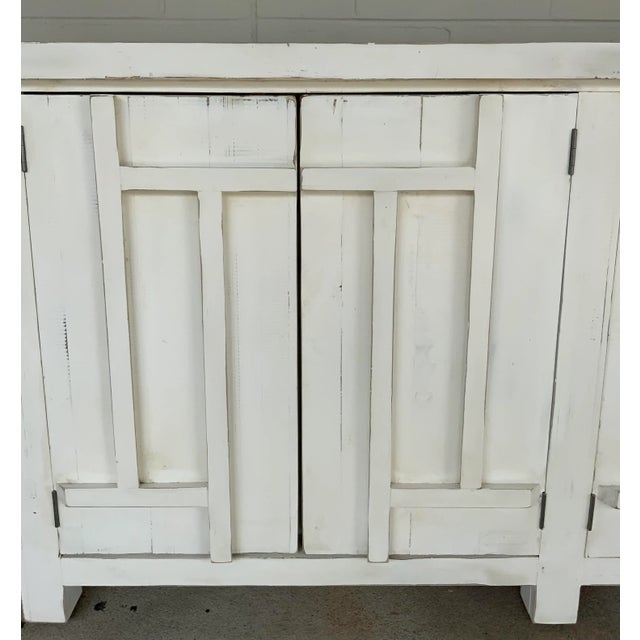 Organic Modern Aged White Finished Wood Sideboard For Sale - Image 4 of 7