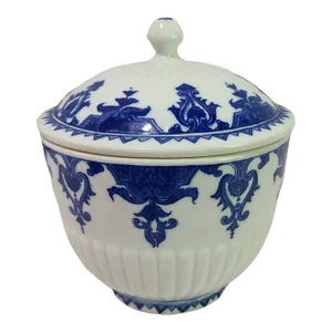 Vintage Japanese Covered Jar Porcelain Blue & White "Andrea by Sadak"