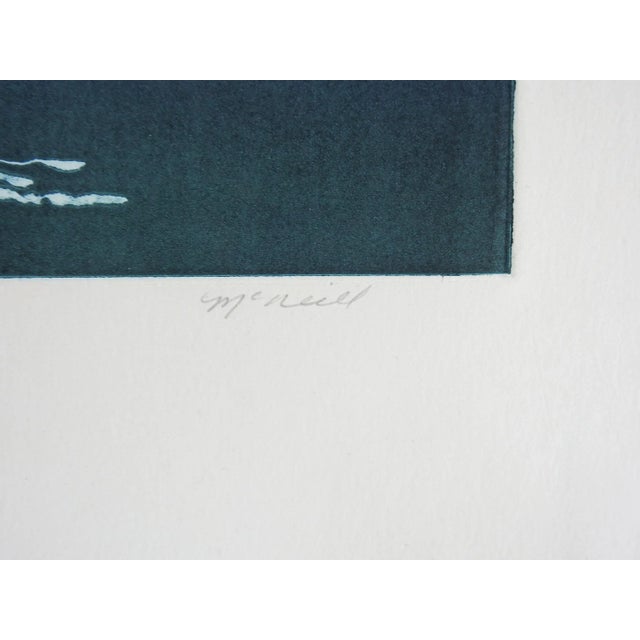 Circa 1990's embossed serigraph print on paper of a sail boat. Titled Spinnaker PP printers proof, signed McNeill in...