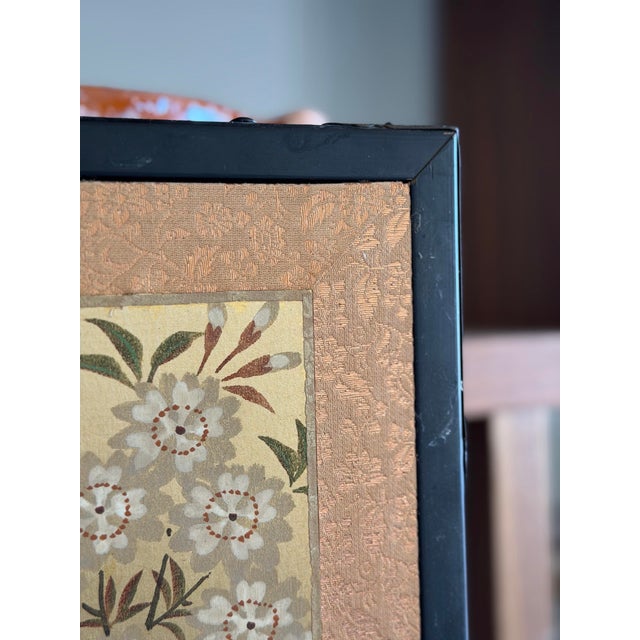 Hand-Painted Japanese Four Panel Byōbu Folding Screen With Mandarin Ducks, Signed and Sealed, Mid-20th Century For Sale - Image 4 of 12