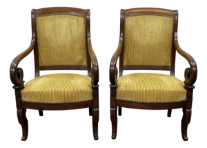 Mahogany Armchairs with Crossbars, 19th Century, Set of 2