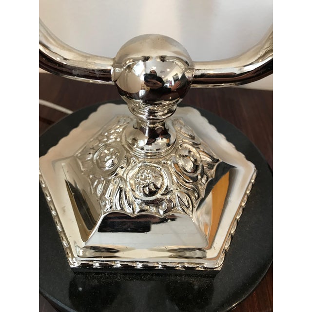 Black French Art Deco Floral Table Lamp For Sale - Image 8 of 12