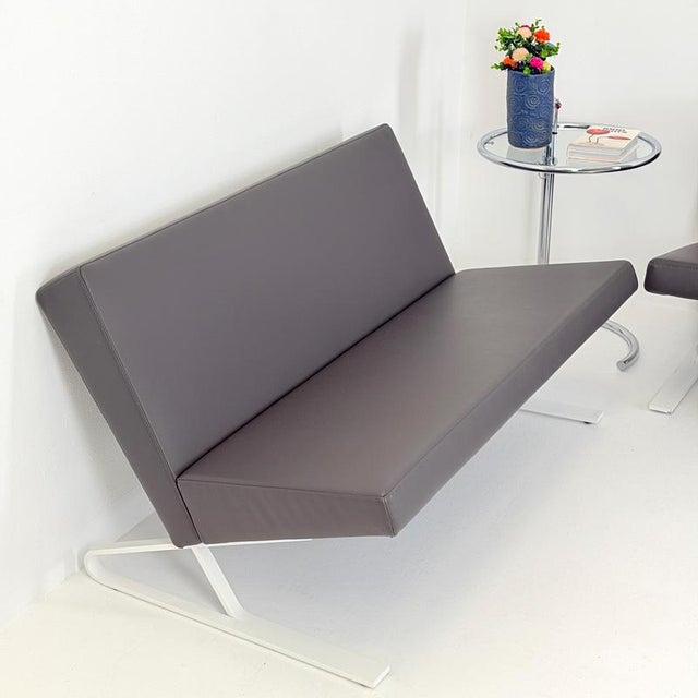 Metal Mid-Century Satyr Compact Leather Sofa, Germany, 2000s For Sale - Image 7 of 18