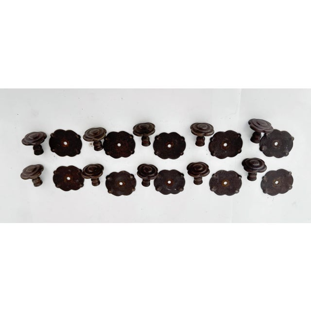 Set of 10 Oil Rubbed Bronze Cabinet Knobs With Backplates For Sale - Image 11 of 11