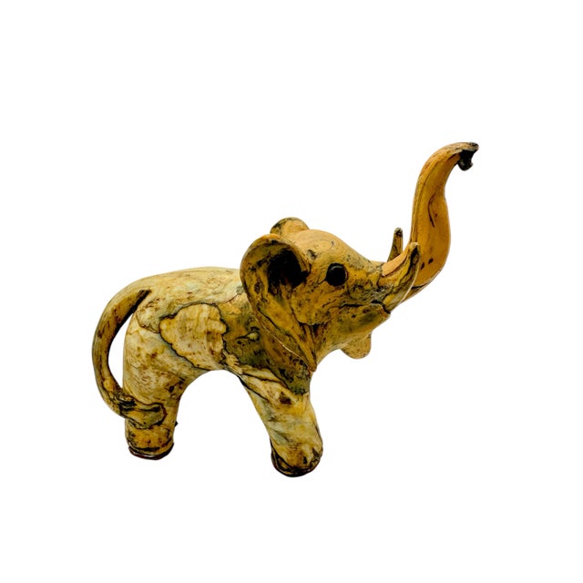 Linen Vintage Crushed Oyster Shell Elephant Figurine For Sale - Image 8 of 11