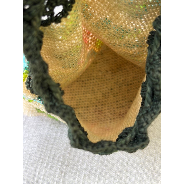 Antique Micro Beaded Floral Drawstring Purse For Sale - Image 12 of 18