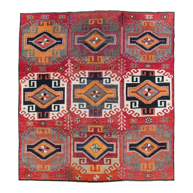 Galerie Shahab Collection Mid-20th Century Handmade Turkish Tribal Square Room Size Carpet For Sale