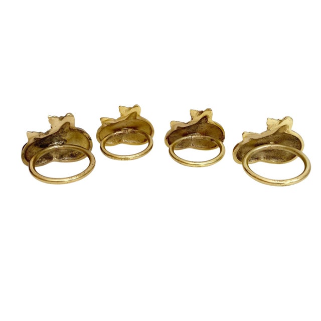Vintage Pumpkin Napkin Ring Holders - Autumn / Thanksgiving Decor - 4 Solid Brass For Sale - Image 4 of 4
