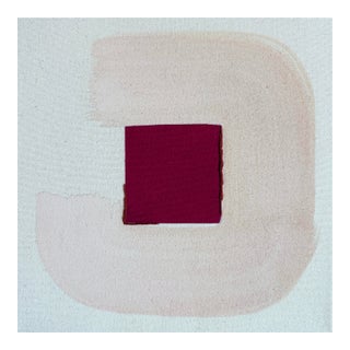Original Painting | Burgundy and Cream, Pink Abstract Loop, 10 X 10 In. For Sale