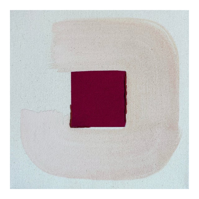 Original Painting | Burgundy and Cream, Pink Abstract Loop, 10 X 10 In. For Sale