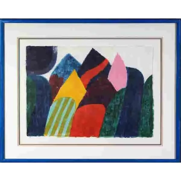Original 1978 Carol Summers “Phewa Tal” Signed Color Woodcut 13/150, Framed For Sale