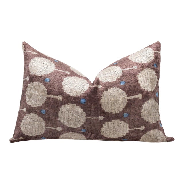 Handmade Velvet Pillow and Insert – Mauve & Ivory Medallion, 16x24" For Sale