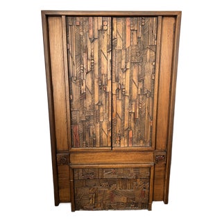 Vintage Lane Brutalist Armoire For Sale