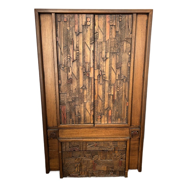Vintage Lane Brutalist Armoire For Sale
