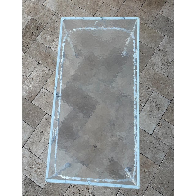 White Vintage Woodard Style Chantilly Rose Wrought Iron & Glass Coffee Table Outdoor Furniture For Sale - Image 8 of 12