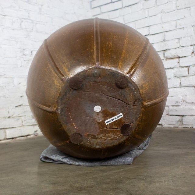 Late 20th Century Architectural Large Ceramic Pot or Planter Asian Me-Kong Style Glazed Made in Vietnam For Sale - Image 18 of 18