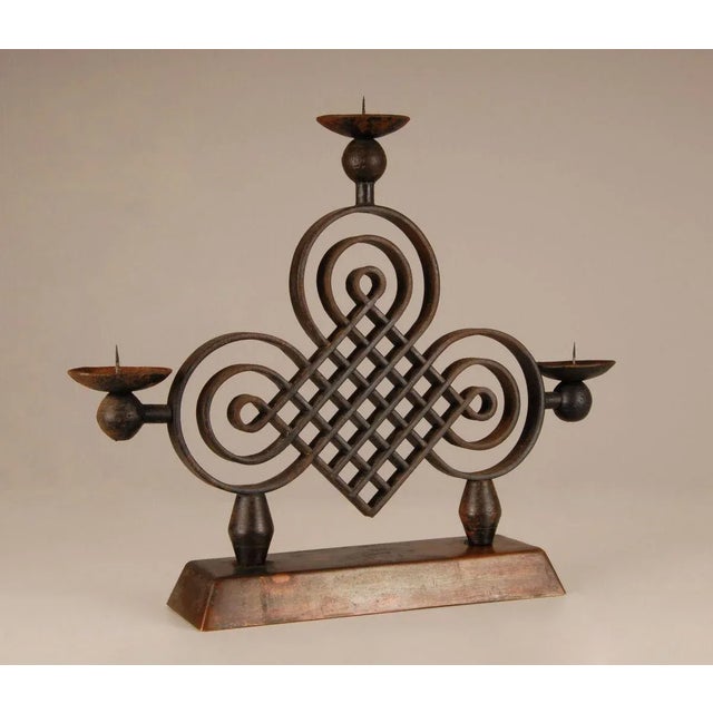Gilbert Poillerat French Art Deco Wrought Iron Candleholder by Gilbert Poillerat, 1940s For Sale - Image 4 of 12