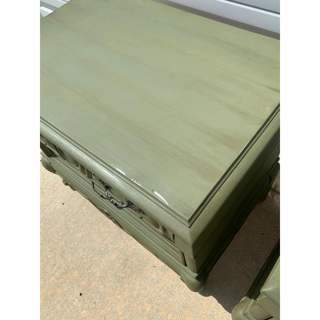 French Provincial Nightstands Set Vintage Shabby Chic Storage Tables For Sale In Los Angeles - Image 6 of 10