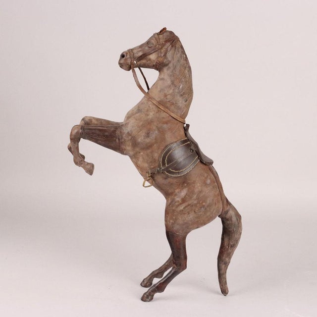 Animal Skin Leather Covered Prancing Horse For Sale - Image 7 of 8