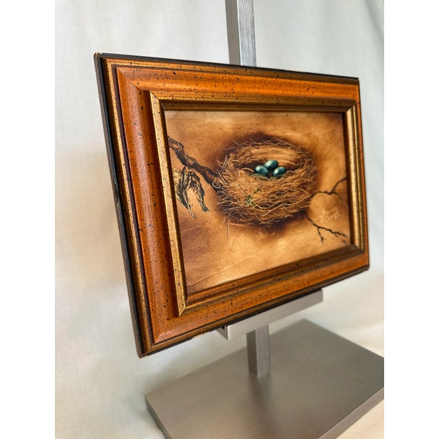 Figurative Impressionist Birds Nest Still Life Framed Original Oil Painting For Sale - Image 3 of 11