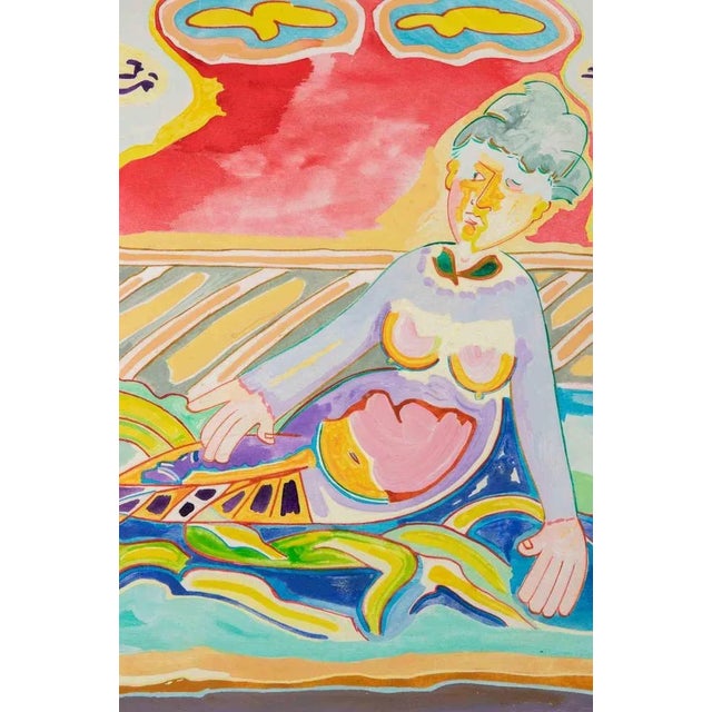 Oil on wooden table realized by Luciano Schifano (1943) in 1988. Hand signed, titled and dated on rear. Good condition....