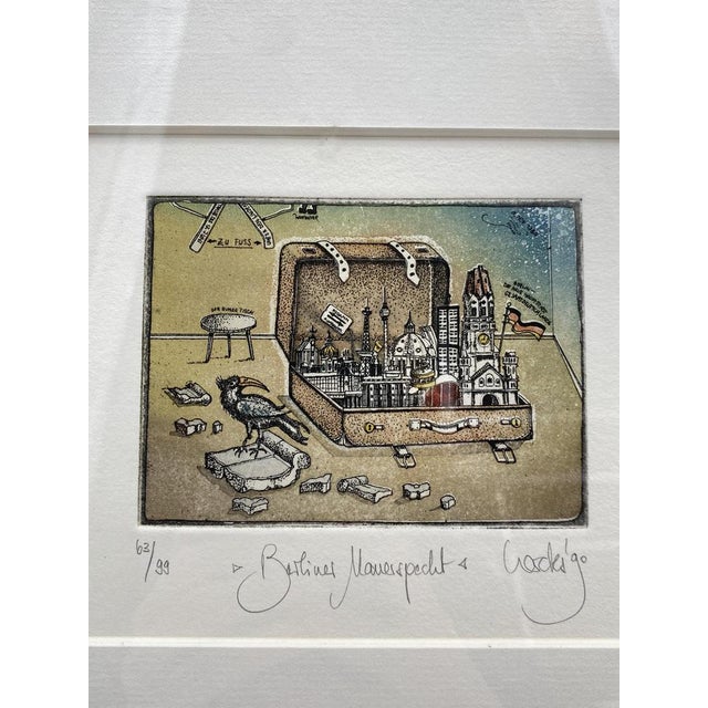 One etching / color etching / graphic * Title: "Berlin Wall Woodpecker" * by the artist Rainer Hercks (1951 - 2005) *...