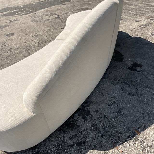 Wood Vintage Contemporary Custom Built Biomorphic Boucle Sofa For Sale - Image 7 of 10