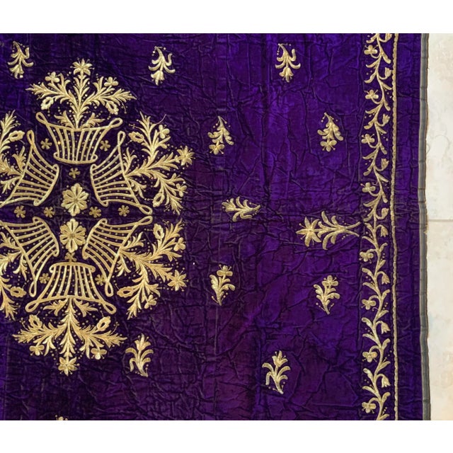 Antique Velvet and Gold Embroidery Textile For Sale - Image 4 of 13