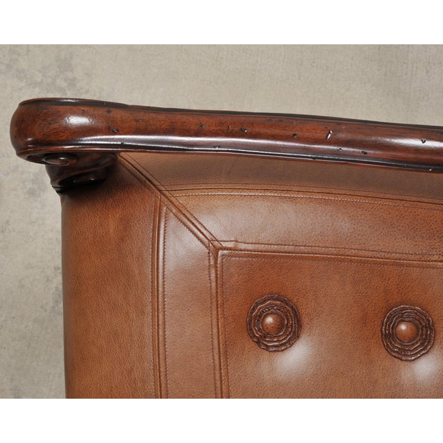 Pair of Louis XIII Baroque Style Mahogany Leather Armchairs For Sale - Image 10 of 18