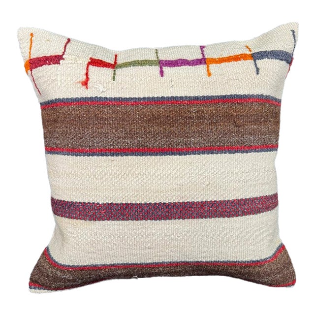 Turkish Hemp Pillow Cushion Natural Beige Brown Cushion Cover 20"x20" For Sale