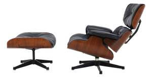 Set of Model 670 Lounge Chair and Ottoman in Rosewood and Black Leather by Charles & Ray Eames for Herman Miller, USA, 1956
