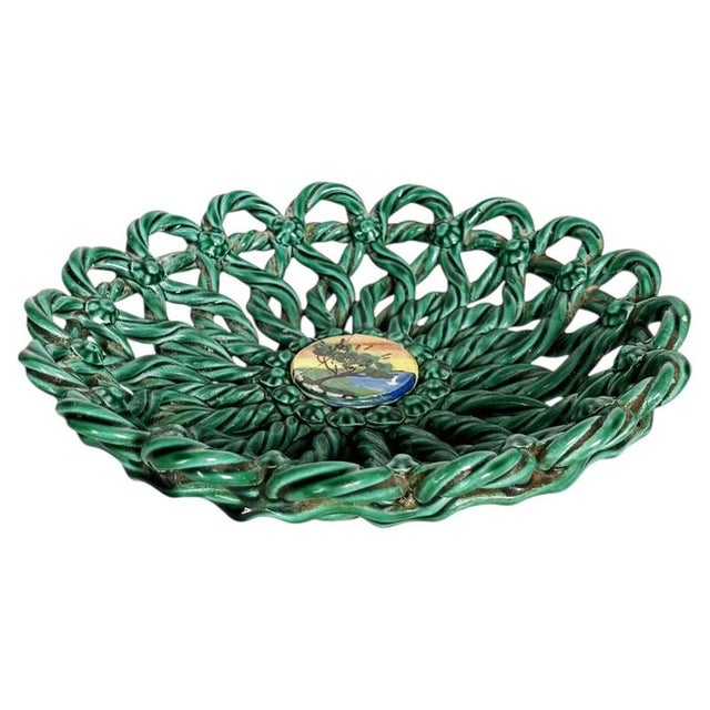 Green Ceramic Fruit Basket, France, 1970 For Sale - Image 11 of 11