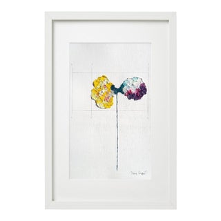 14.2" by 18.9" Framed Organic Modern Original Flower Painting by Diane Grant For Sale