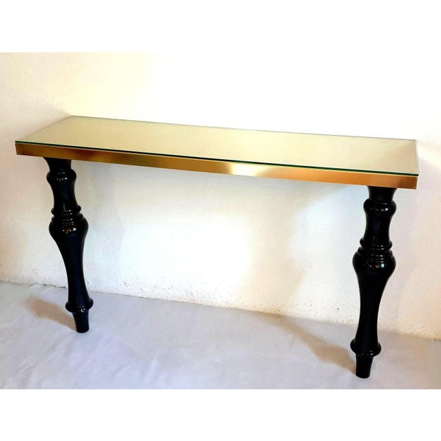 Large Marble & Brass Console Table Italy 1980s For Sale In Dallas - Image 6 of 9