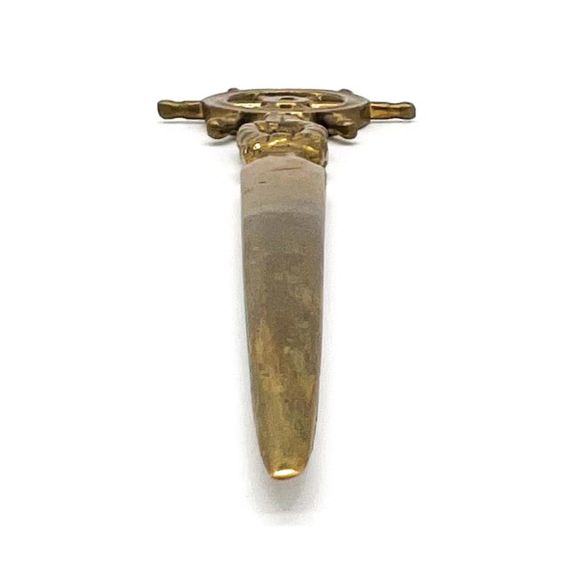 Chelsea House Inc Vintage Solid Brass Nautical Ship’s Wheel Letter Opener Desk Accessory - Nautical, Coastal, Traditional For Sale - Image 4 of 9