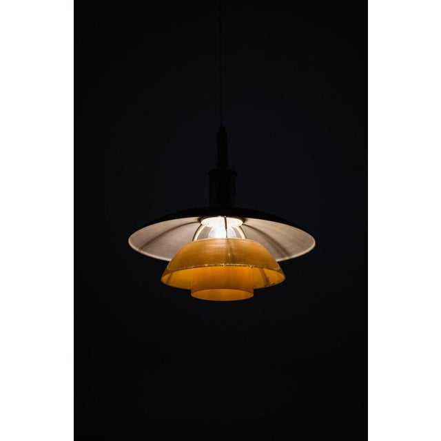 Vintage Hanging Lamp in Glass and Copper Shade by Poul Henningsen, 1920s For Sale - Image 3 of 10