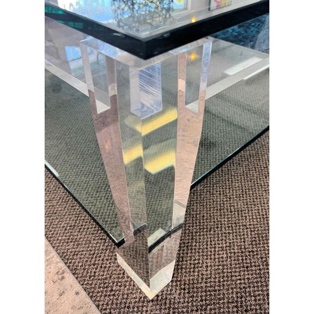 Two-Tier Lucite and Glass Coffee Table For Sale - Image 13 of 14