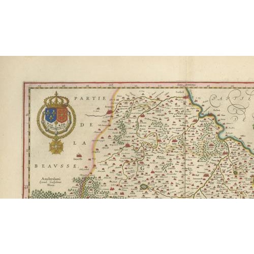 17th Century Antique Hand-Colored Map of Gâtinais & Sénonais from Blaeu, France, 1642 For Sale - Image 5 of 10