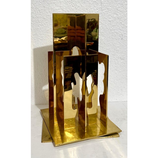 Menashe Kadishman, Israeli Pop Art Abstract Cutout Trees Kinetic Gilt Sculpture Menashe Kadishman, c.1970's For Sale - Image 9 of 18